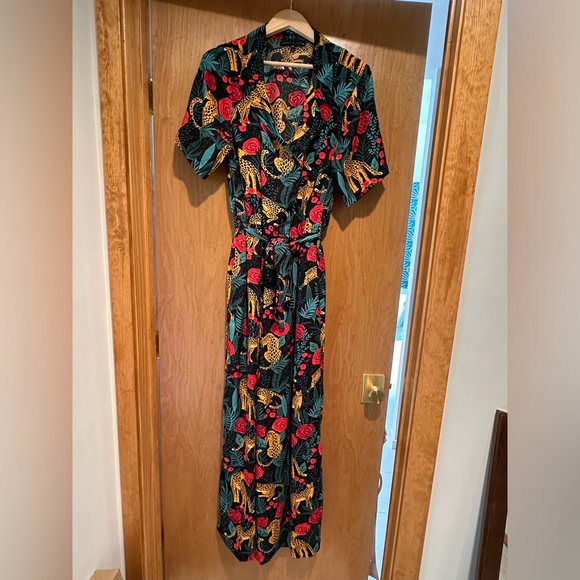 AMERICA & BEYOND ‘Jaguar Paradise’ Black Animal Print Jumpsuit XXL - Picture 2 of 9